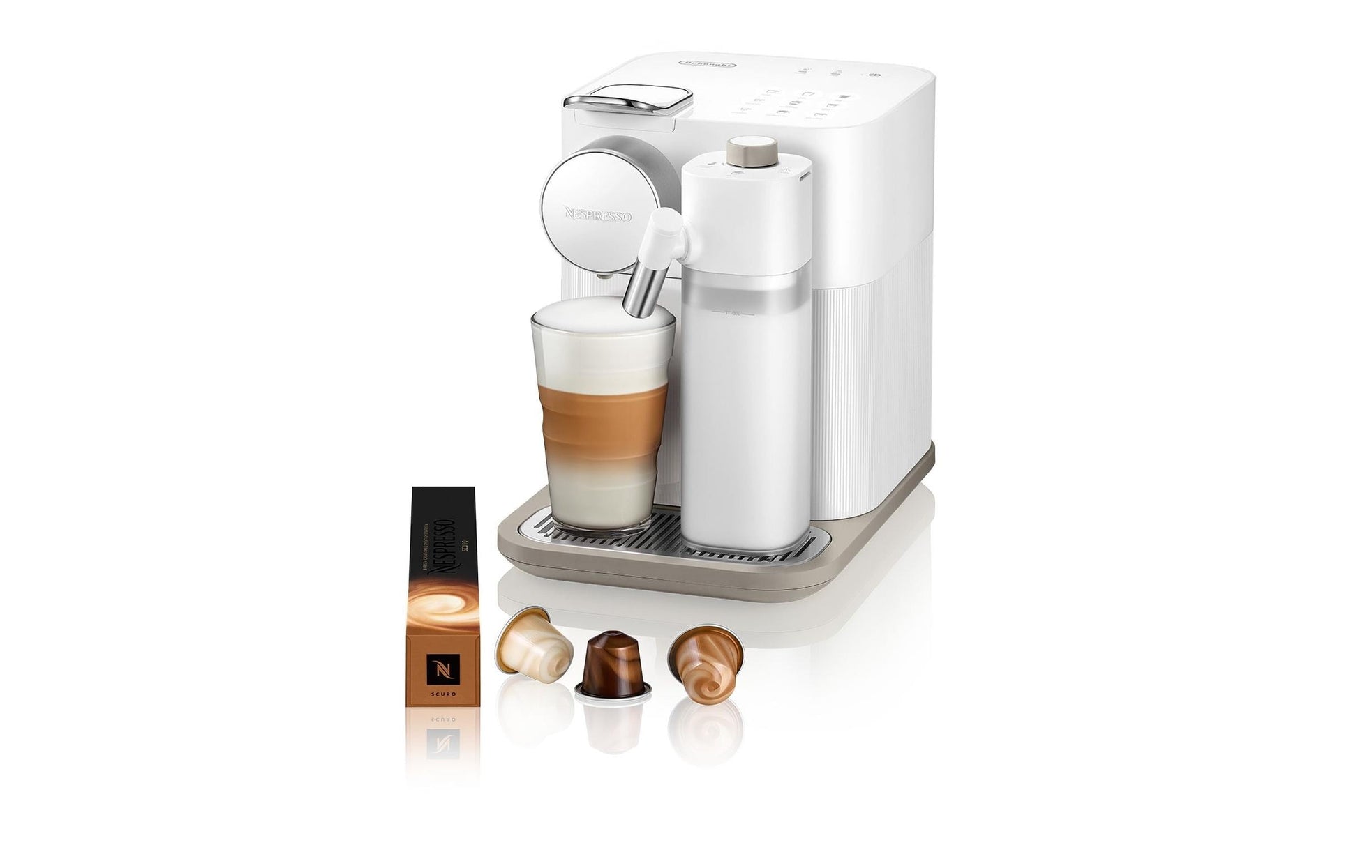 De’Longhi Gran Lattissima Kapselmaschine – für Nespresso-Kapseln, 19 bar, 1,3 l, Weiss