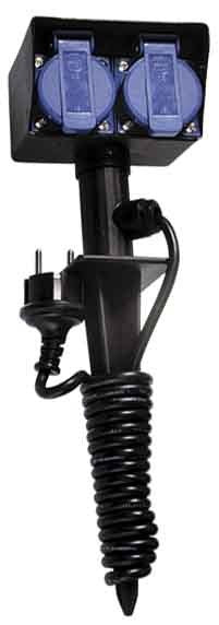 Bachmann Gartensteckdose mit Erdspieß – 4×Schuko (Typ E/F), IP44, 2 m Kabel