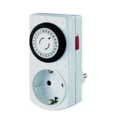Bachmann Mechanische Zeitschaltuhr (DIN-Schiene) – 24h, 230 V, 16 A – Weiss