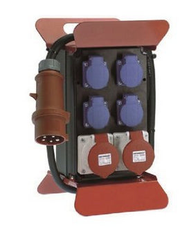 Bachmann Stecky Stromverteiler – 2×16 A 400 V (3‑ph), 2×CEE 16 A (5‑pol) + 4×T13 (Schuko), 2,0 m, IP44