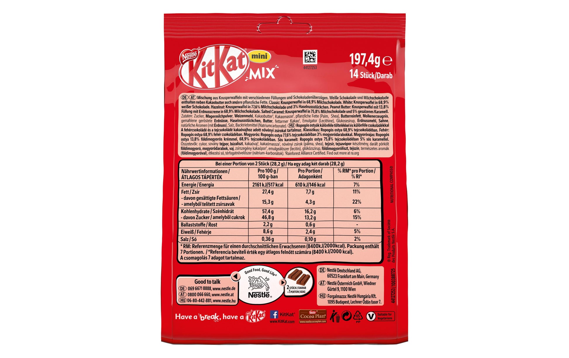 Nestlé snacks KitKat Mix – Schokoriegel, 5 Sorten – 197,4 g