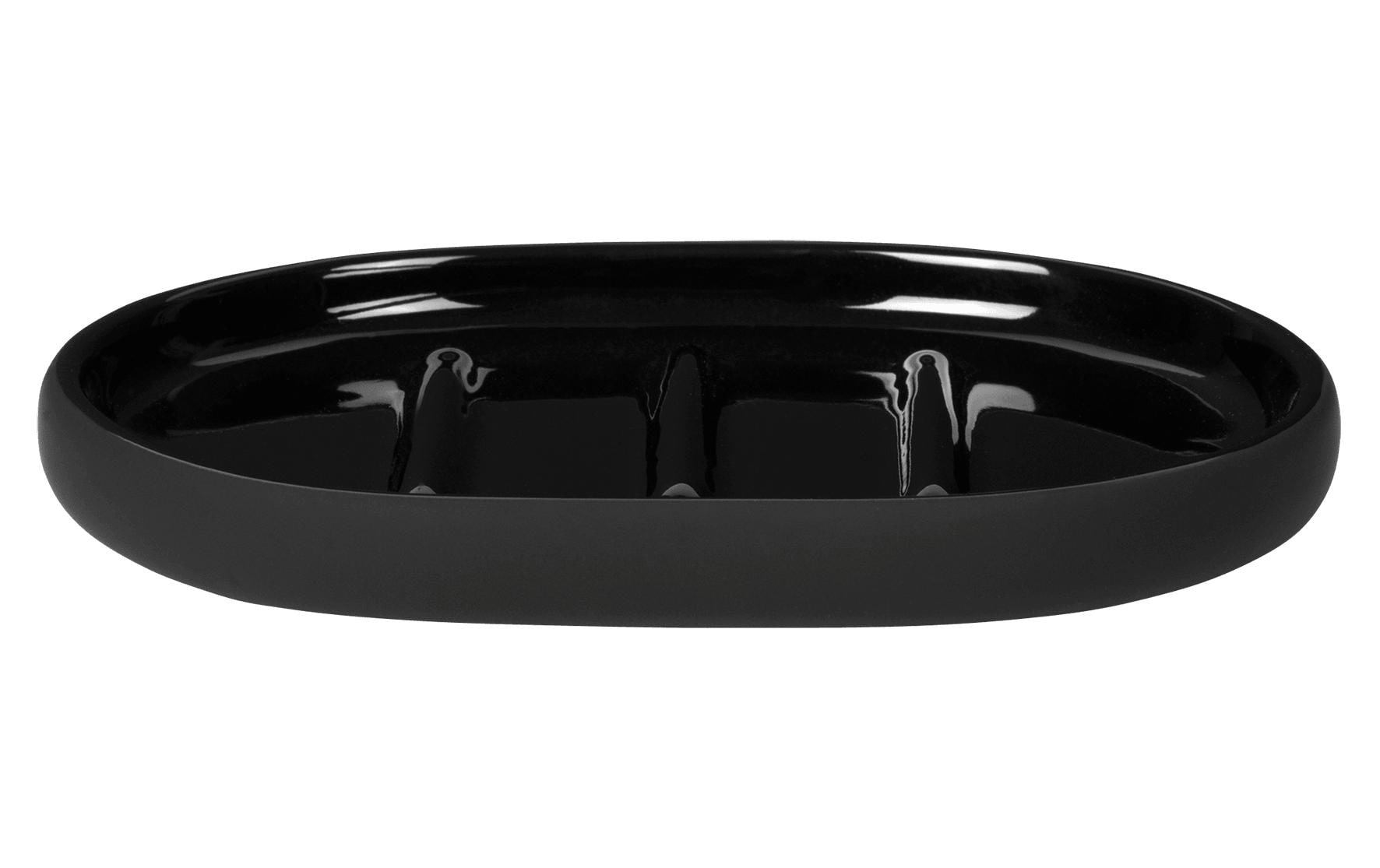Blomus Seifenschale Sono – Keramik, 10×13×1,8 cm, Schwarz (oval)