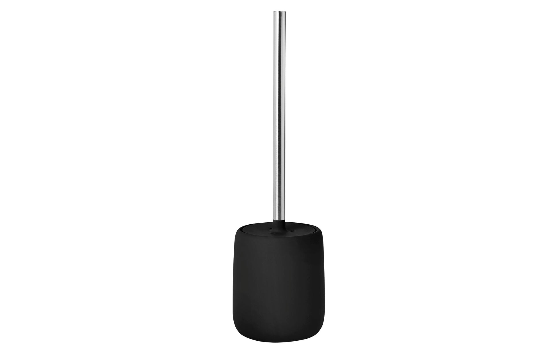 Blomus WC-Bürstenset – Keramik, Schwarz, mit Edelstahlgriff, rutschsicher, 11,4 × 11,4 × 39 cm
