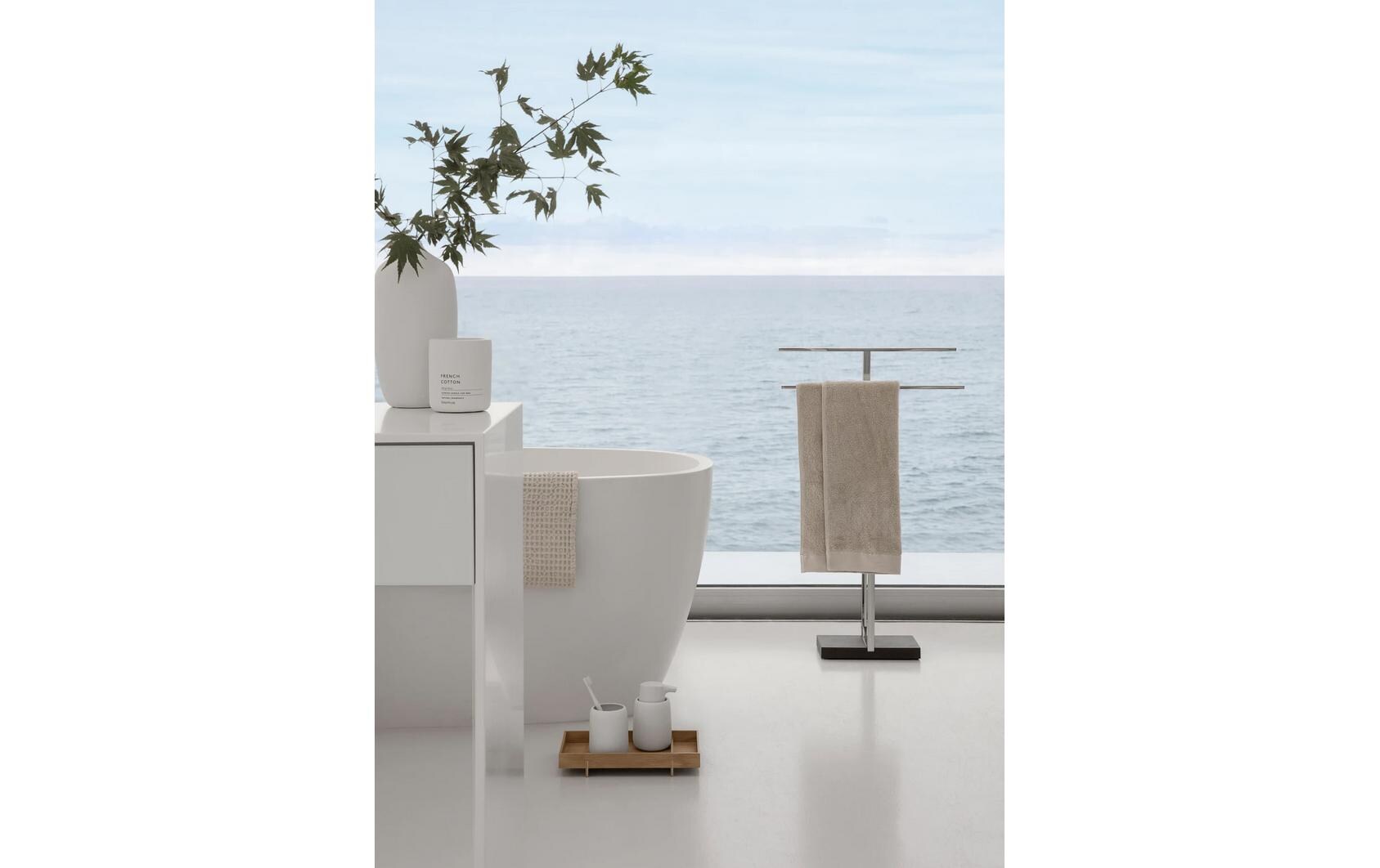 Blomus Handtuchständer Menoto – 2 Arme, 50×16×86 cm, Polystone/Edelstahl, Silber
