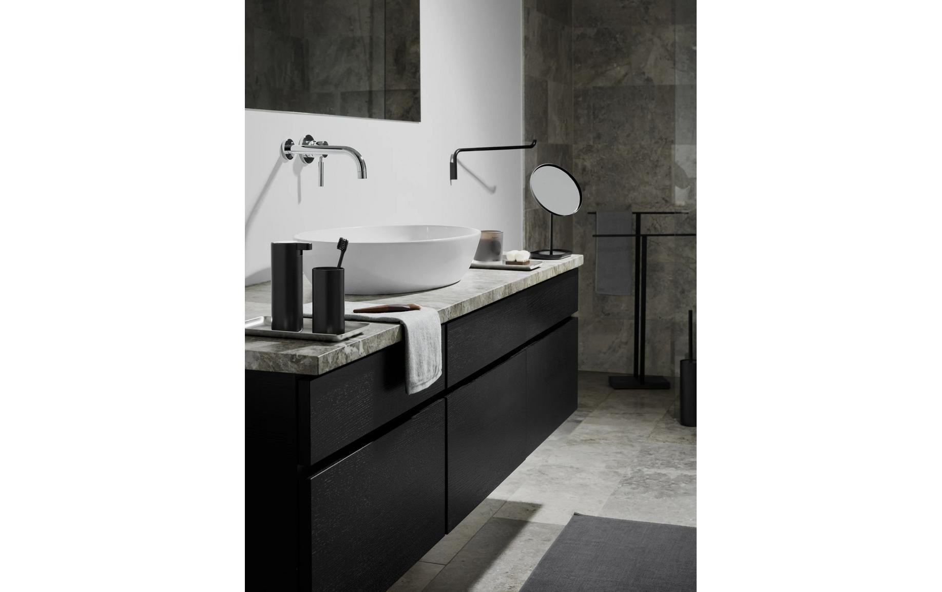 Blomus Handtuchständer Menoto – 2 Arme, 16×50×86 cm, Polystone, Stahl (pulverbeschichtet), Schwarz