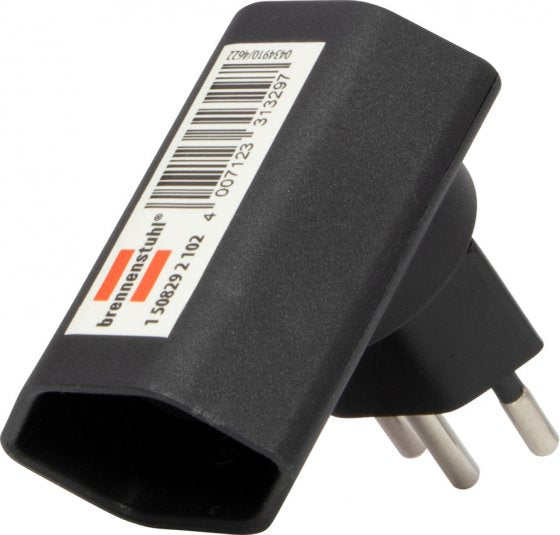 Brennenstuhl Winkeladapter T12 zu T13 – Flachstecker, 230 V, 10 A, drehbar 300° – Schwarz