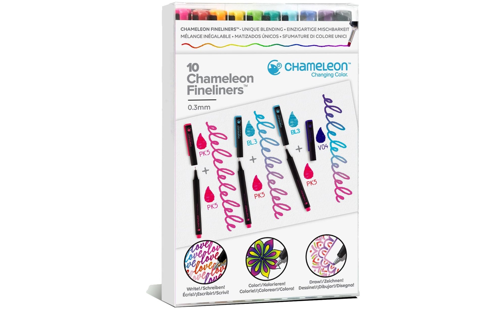 Chameleon FL1001 Fineliner Set – 10 Stk., 0,3 mm, sortiert