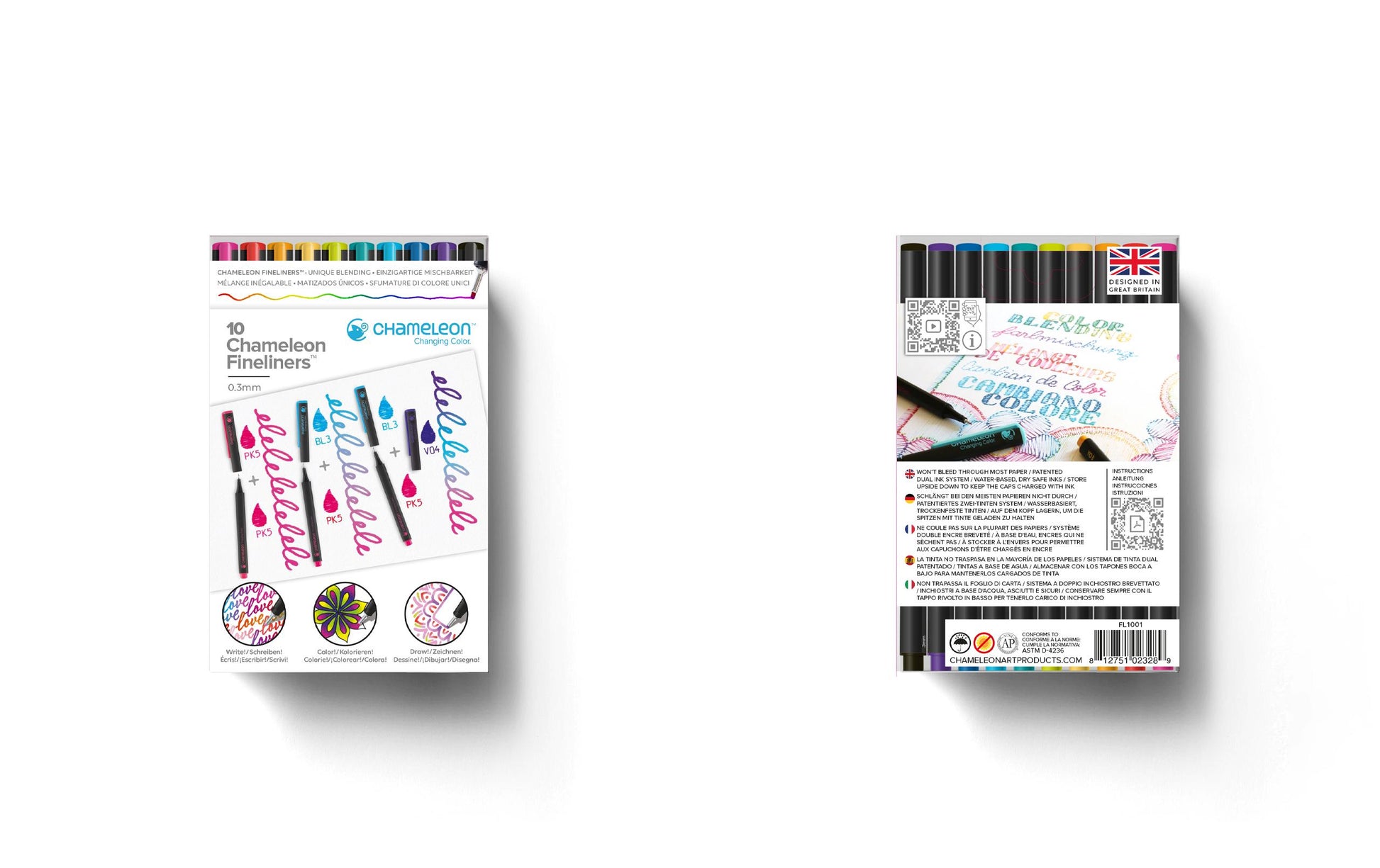 Chameleon FL1001 Fineliner Set – 10 Stk., 0,3 mm, sortiert