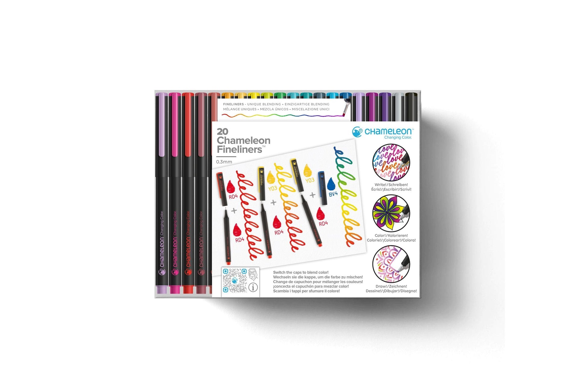 Chameleon FL2001 Fineliner Set – 20 Stk., 0,3 mm, sortiert