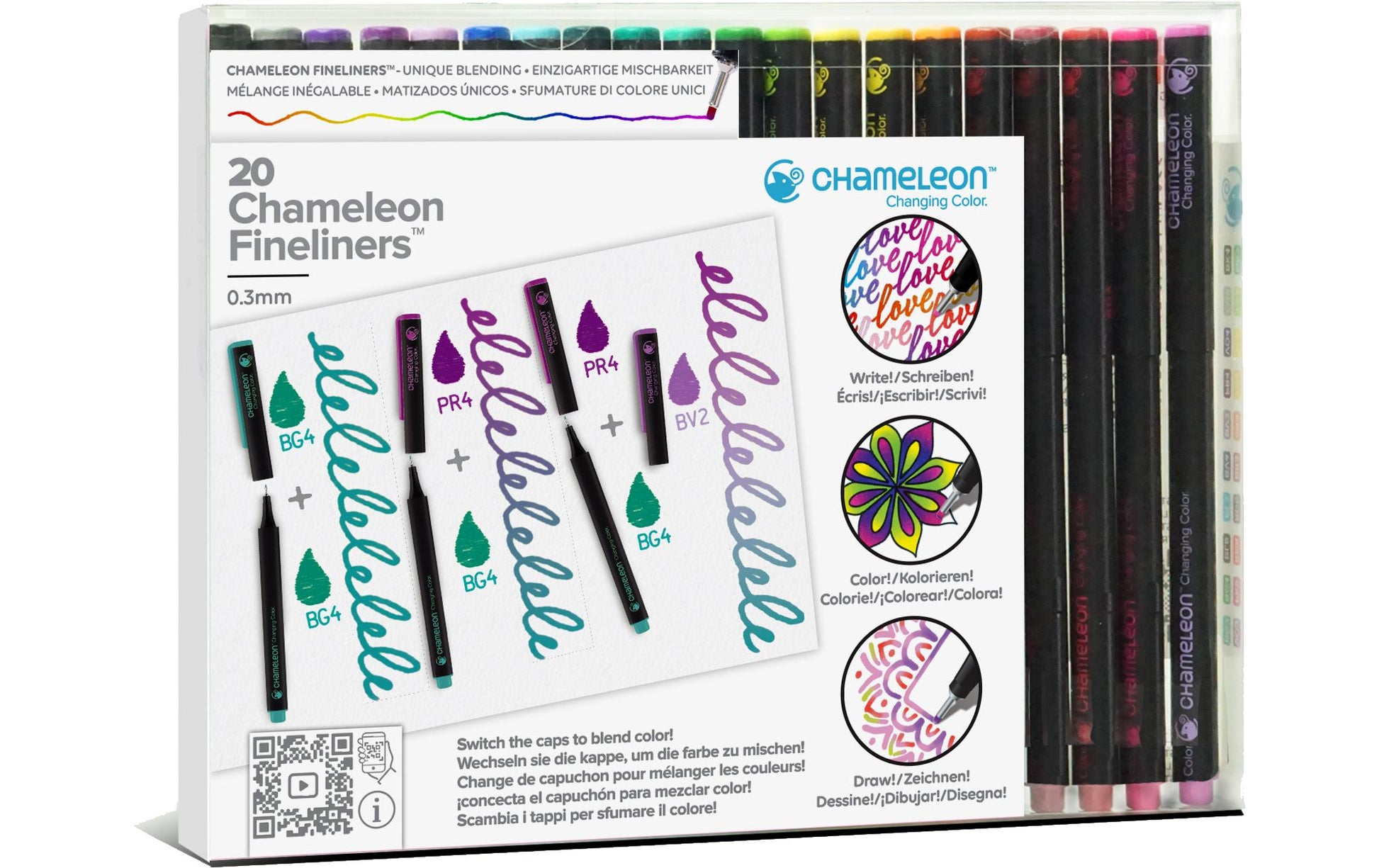 Chameleon FL2001 Fineliner Set – 20 Stk., 0,3 mm, sortiert
