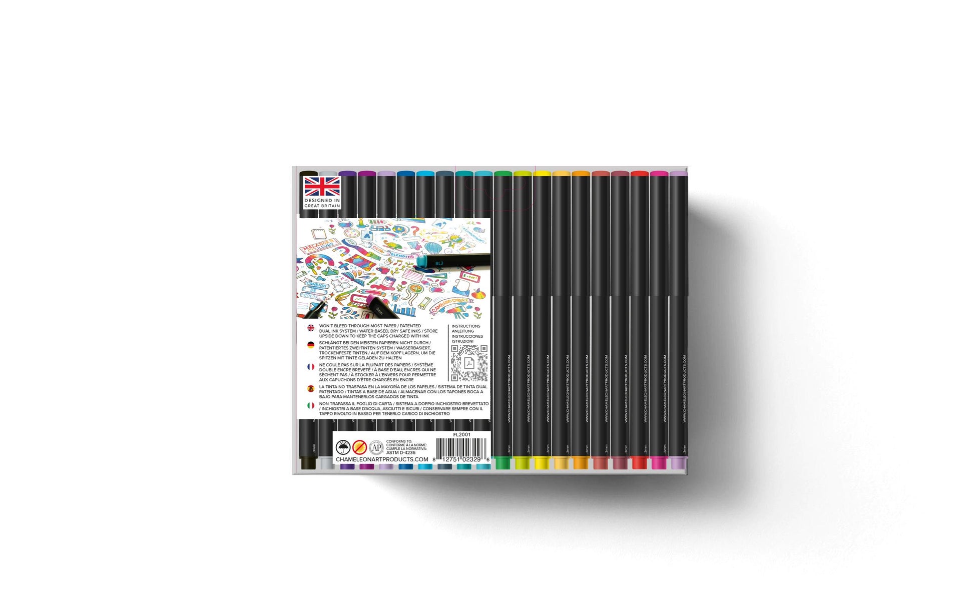 Chameleon FL2001 Fineliner Set – 20 Stk., 0,3 mm, sortiert