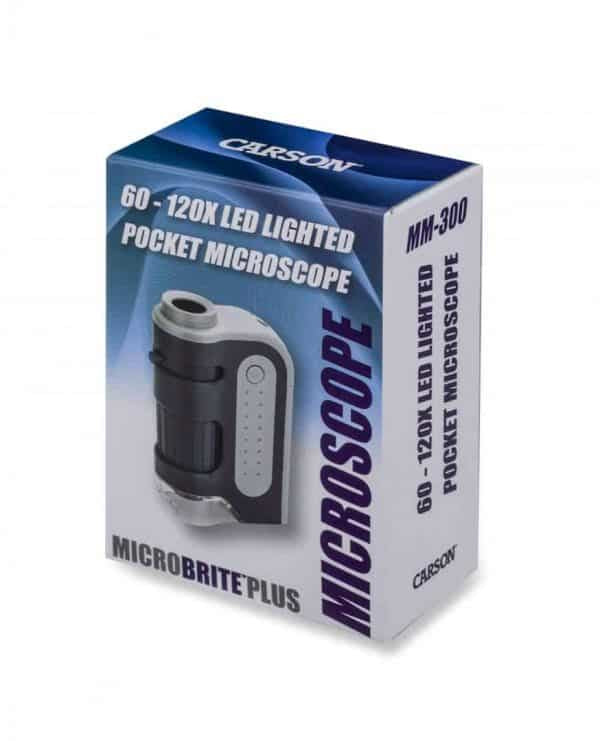 Carson MicroBrite Plus Taschenmikroskop – 60–120×, LED, grau