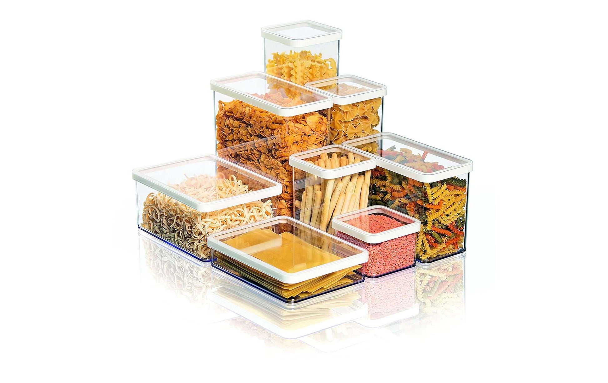 Rotho Vorratsdose Loft – 4,2 l – eckig – SAN – weiss – 30 × 21 × 15 cm – 5 Stück