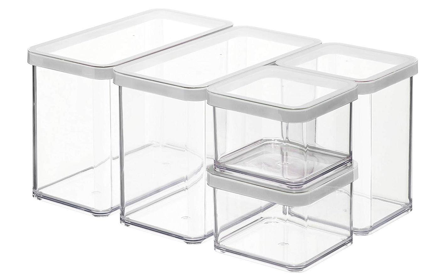 Rotho Vorratsdose Loft – 4,2 l – eckig – SAN – weiss – 30 × 21 × 15 cm – 5 Stück
