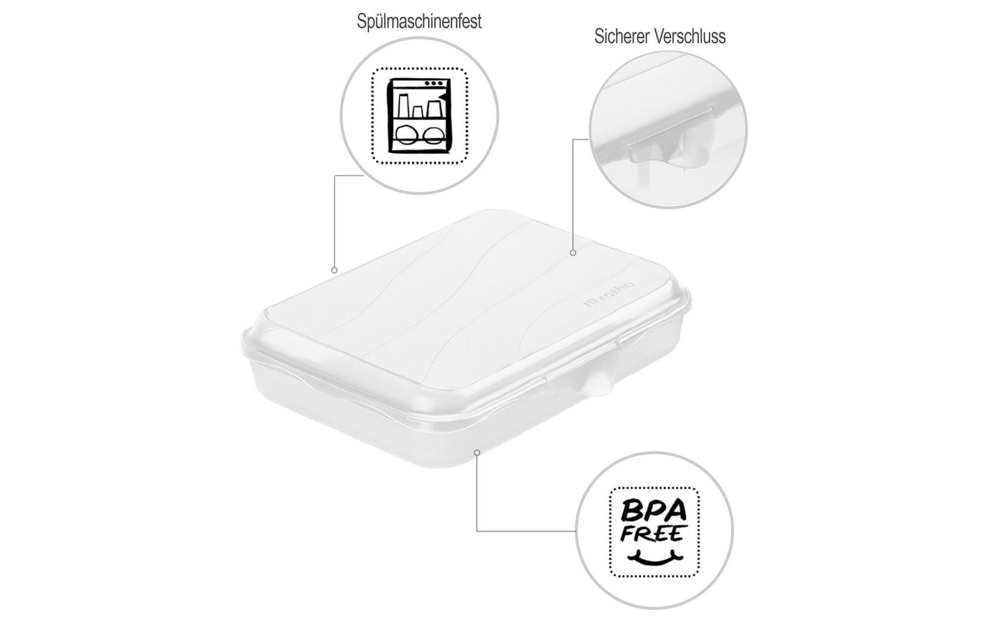 Rotho Lunchbox 750 ml, 19,5 × 14,5 × 4 cm, Polypropylen (PP), transparent