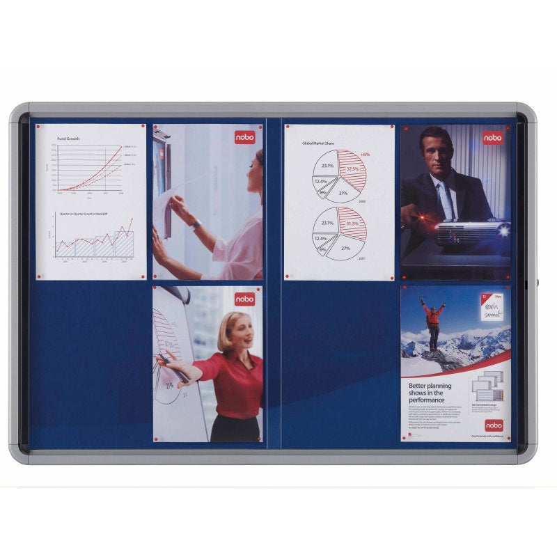 Nobo Schaukasten Premium Plus, 12 × A4 – Aluminium, abschliessbar, Innenbereich, 101,2 × 104 cm