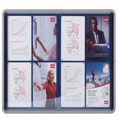 Nobo Schaukasten Premium Plus, 12 × A4 – Aluminium, abschliessbar, Innenbereich, 101,2 × 104 cm