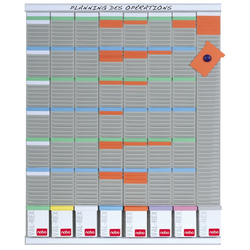 Nobo Wochenplaner-Set für T-Karten der Grösse 3, Wandmontage – 77,2 × 96 cm, Grau