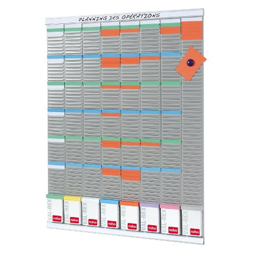 Nobo Wochenplaner-Set für T-Karten der Grösse 3, Wandmontage – 77,2 × 96 cm, Grau