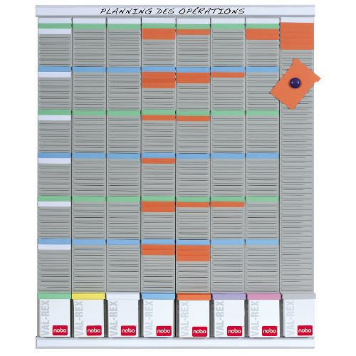 Nobo Wochenplaner-Set für T-Karten der Grösse 3, Wandmontage – 77,2 × 96 cm, Grau