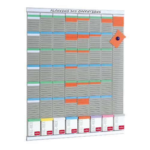 Nobo Wochenplaner-Set für T-Karten der Grösse 3, Wandmontage – 77,2 × 96 cm, Grau