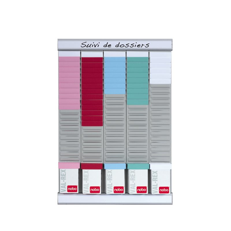 Nobo T-Karten-Planer Woche – 5 Träger, 120 Schlitze – für T-Karten Grösse 2 – 32 × 48 cm – Set
