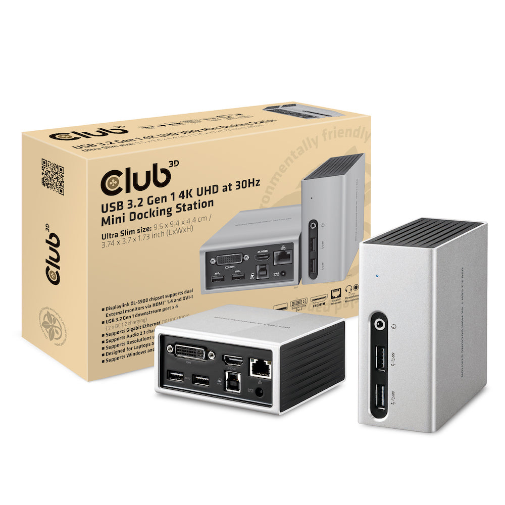 CLUB3D Club 3D CSV-3104D Dockingstation – USB-A, 1× HDMI, 1× DVI, 4× USB-A, GbE, 3,5 mm Audio, für Windows