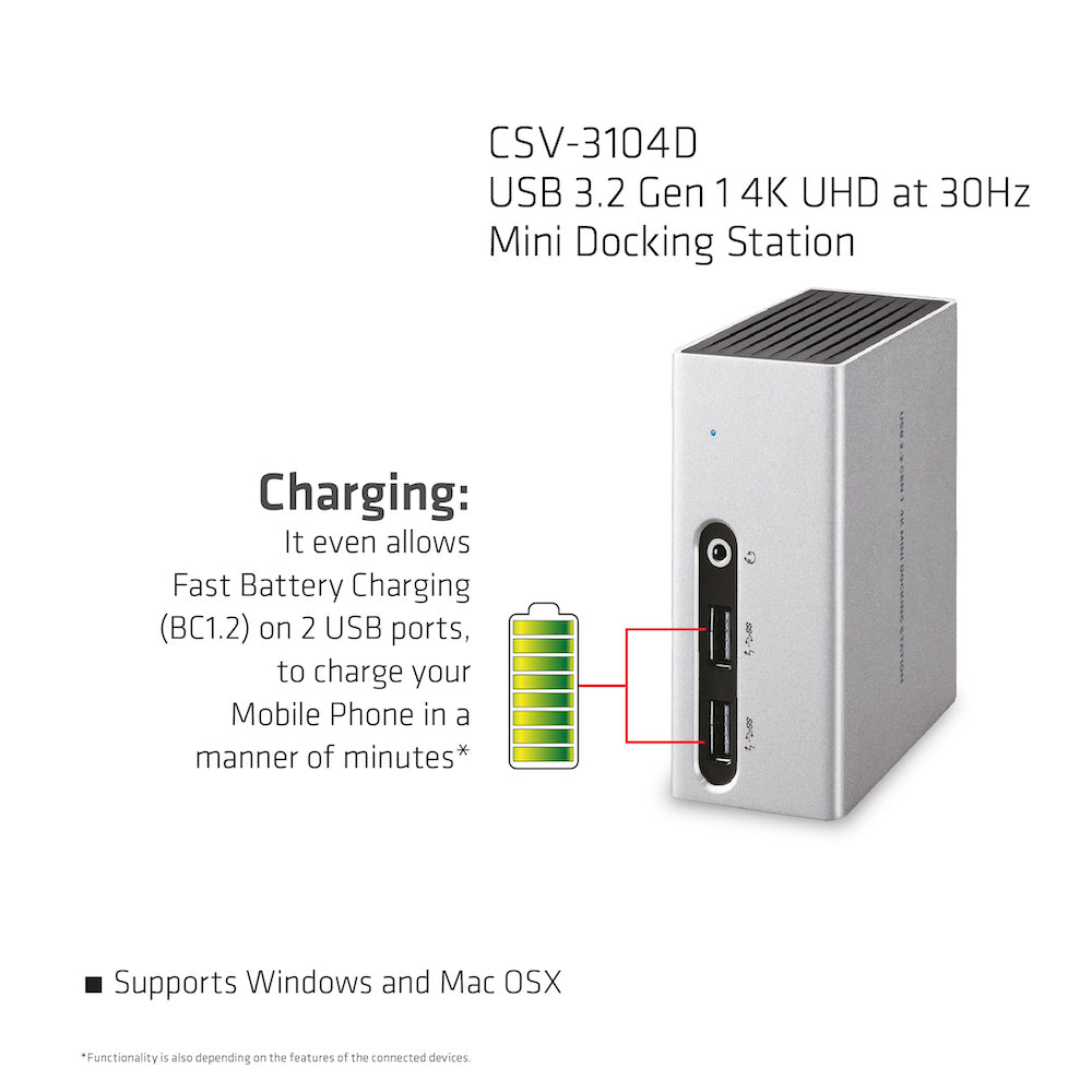 CLUB3D Club 3D CSV-3104D Dockingstation – USB-A, 1× HDMI, 1× DVI, 4× USB-A, GbE, 3,5 mm Audio, für Windows