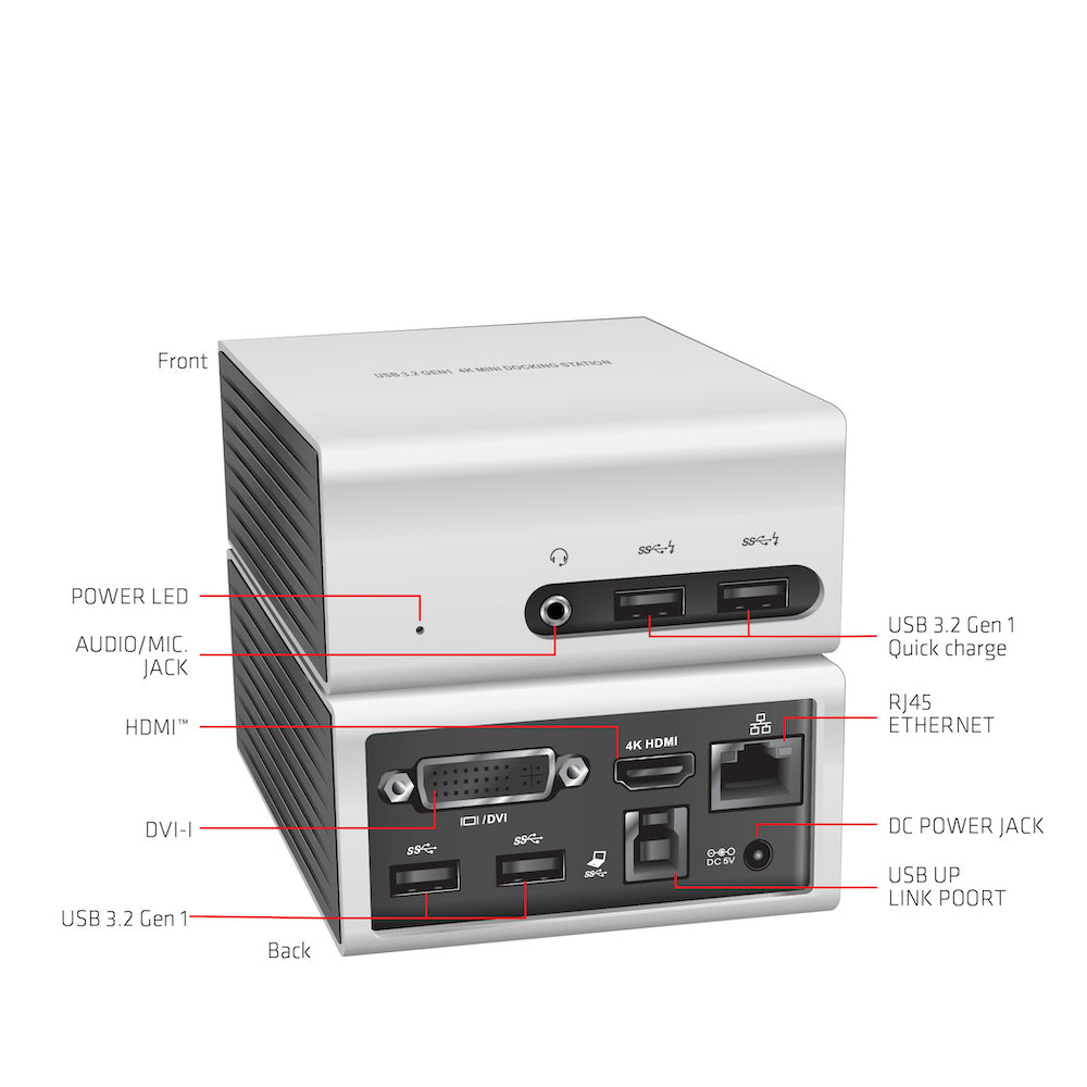 CLUB3D Club 3D CSV-3104D Dockingstation – USB-A, 1× HDMI, 1× DVI, 4× USB-A, GbE, 3,5 mm Audio, für Windows