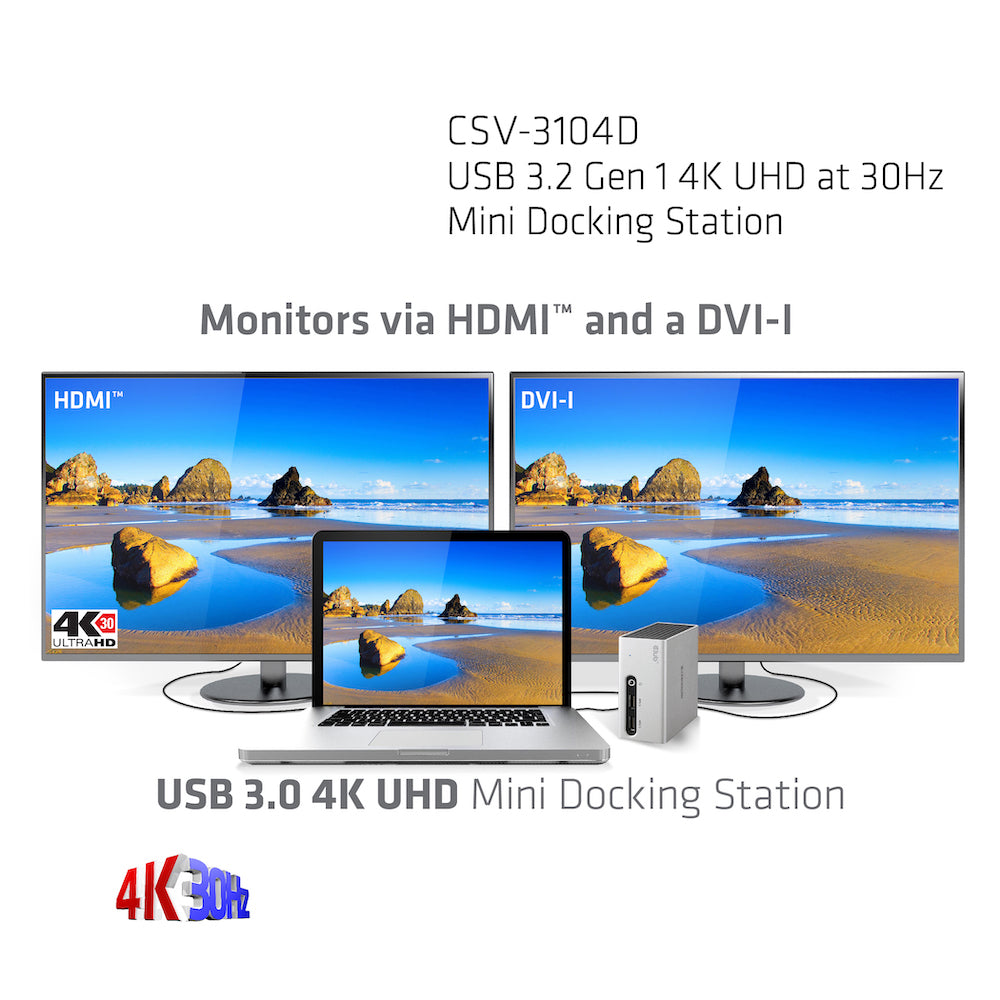 CLUB3D Club 3D CSV-3104D Dockingstation – USB-A, 1× HDMI, 1× DVI, 4× USB-A, GbE, 3,5 mm Audio, für Windows