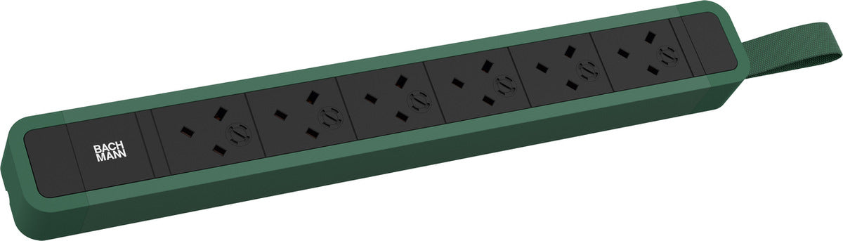 Bachmann Steckdosenleiste – 6×Typ G (BS 1363), 2,0 m, Schalter