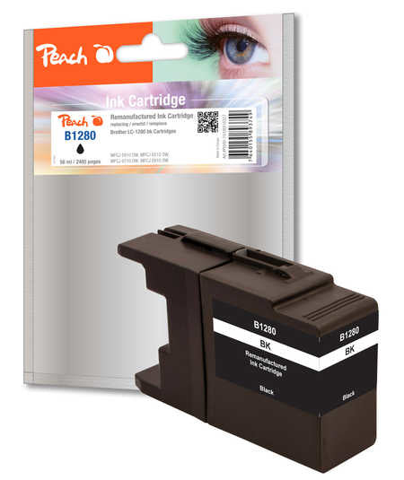 Peach Tintenpatrone LC-1280, Schwarz, XL – für Brother MFC-J 5910 DW, MFC-J 6510 DW, MFC-J 6710 DW und andere