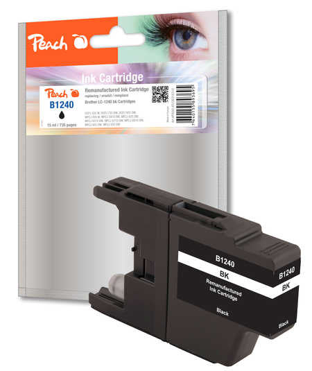 Peach LC-1240BK Schwarz Tintenpatrone (Kompatibel) – 430 Seiten – für Brother LC-1240BK