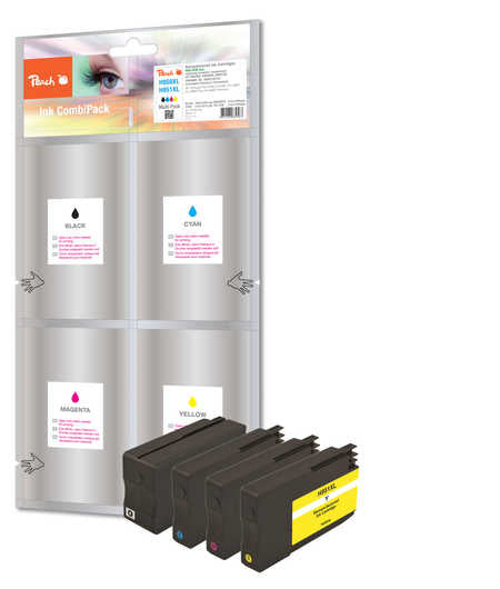 Peach Tintenpatronen-Multipack 950XL/951XL, 4er-Pack, kompatibel – für HP OfficeJet Pro 251/276/8100 und andere