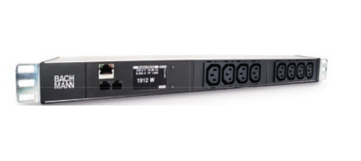 Bachmann BN2000 Rack-PDU Basic, 19" 1U, einphasig 16 A 230 V, 8×C13, Eingang CEE 7/7, 2 m – schwarz