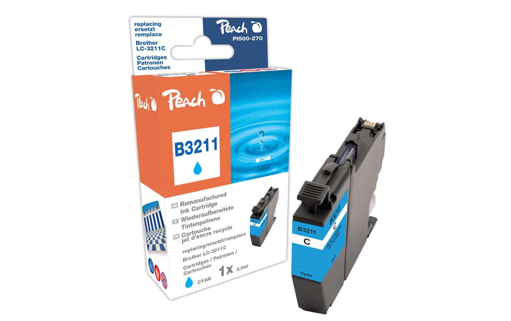 Peach LC-3211C Cyan Tintenpatrone (Kompatibel) – 325 Seiten – für Brother DCPJ 572/770/772, MFCJ 490/895