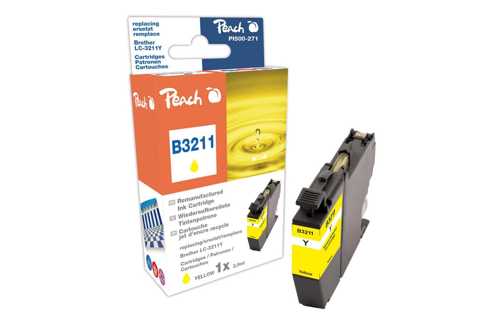 Peach LC-3211Y Gelbe Tintenpatrone (Kompatibel) – für Brother DCPJ 572/770/772/774, MFCJ 490/491/497, MFCJ 890/