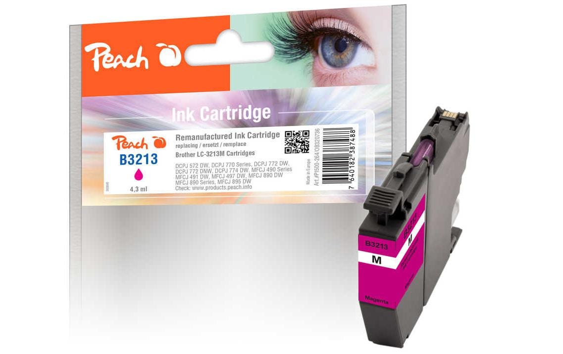 Peach LC-3213 Magenta Tintenpatrone (Kompatibel) – 470 Seiten – für Brother DCPJ 770/772/774, MFCJ 890/895