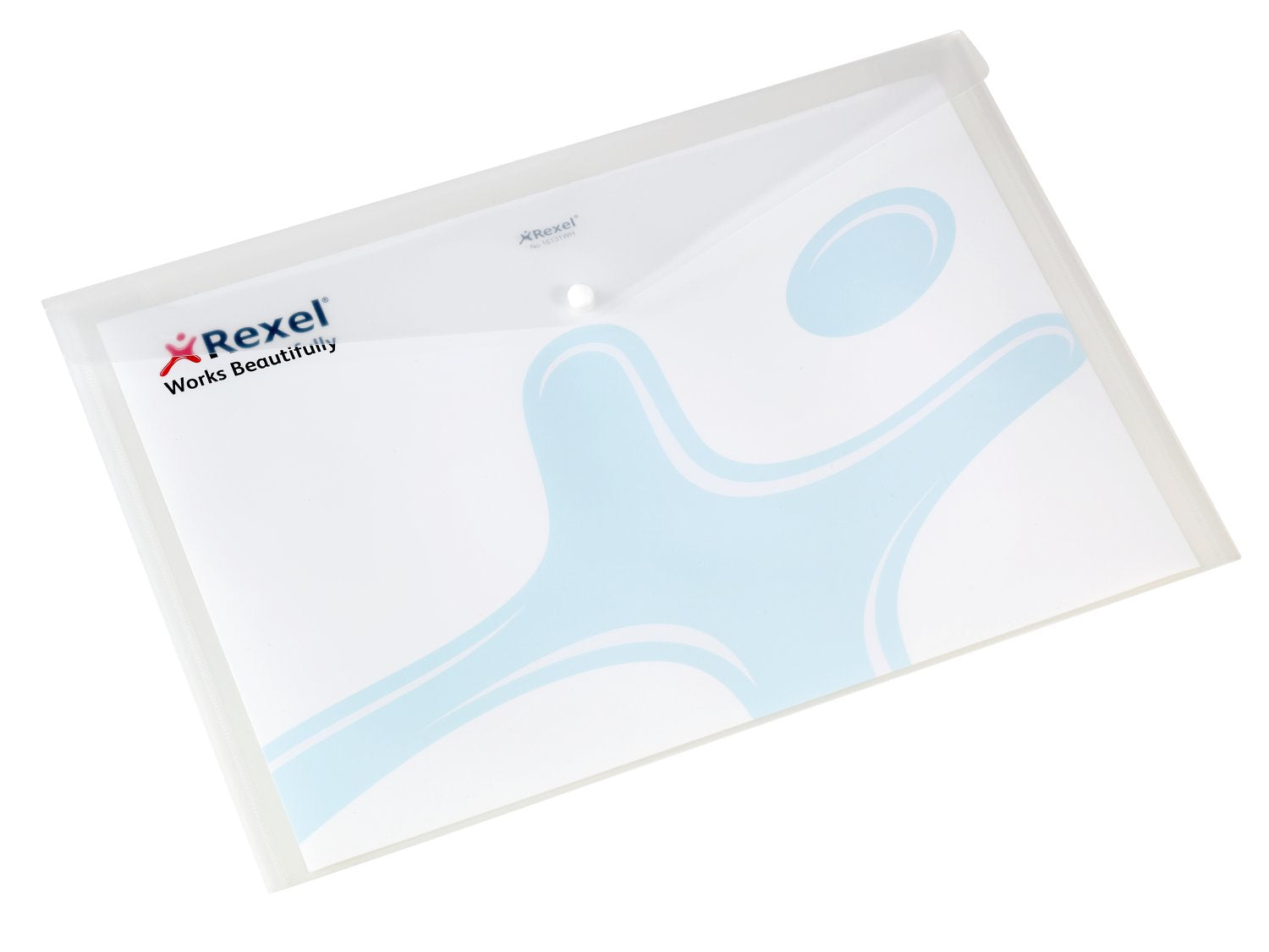 Rexel Dokumententasche A3, Druckknopf, transparent, weiss – 5 Stück