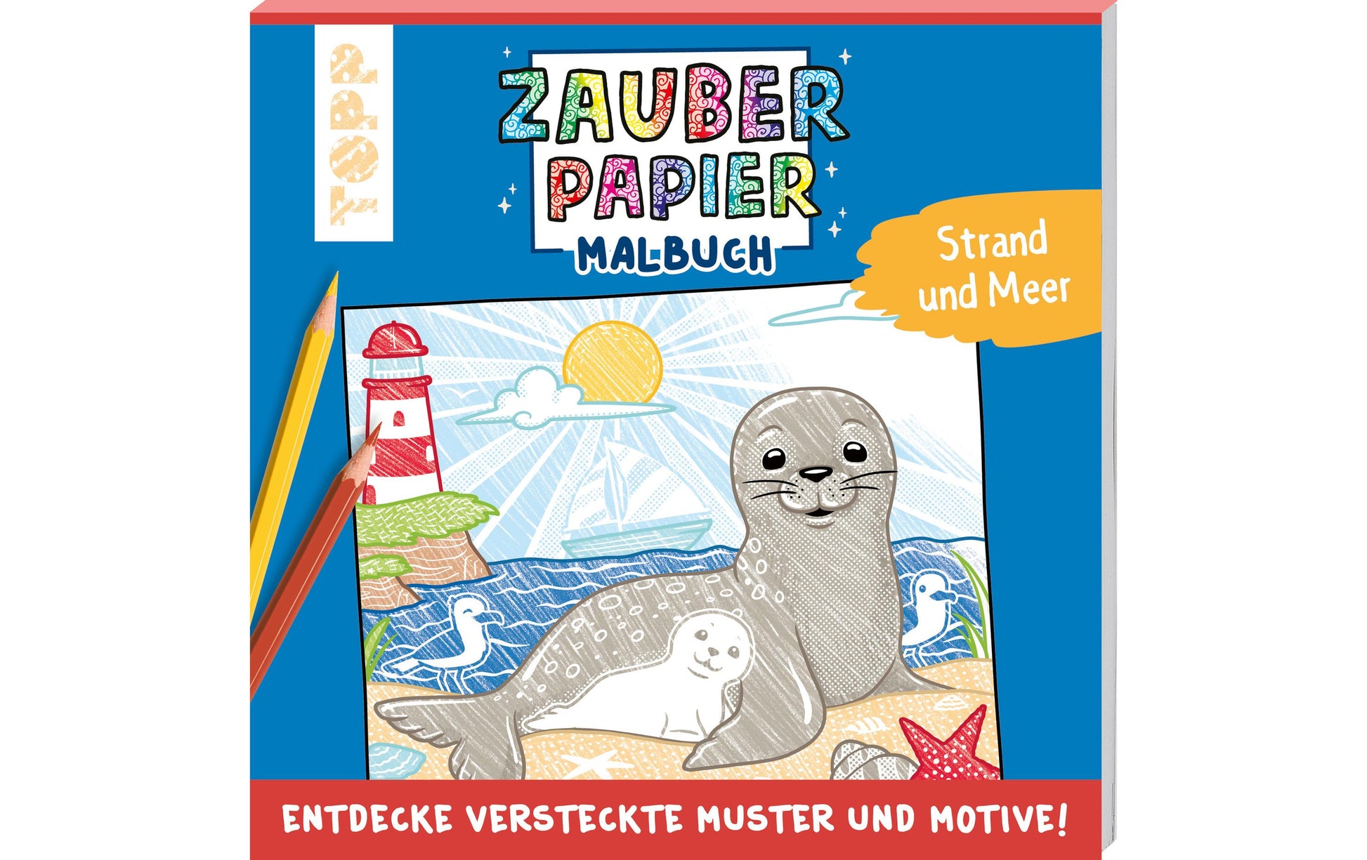 TOPP Verlag Malbuch Zauberpapier Strand – 21 × 21 cm – 48 Seiten – ab 5 Jahren