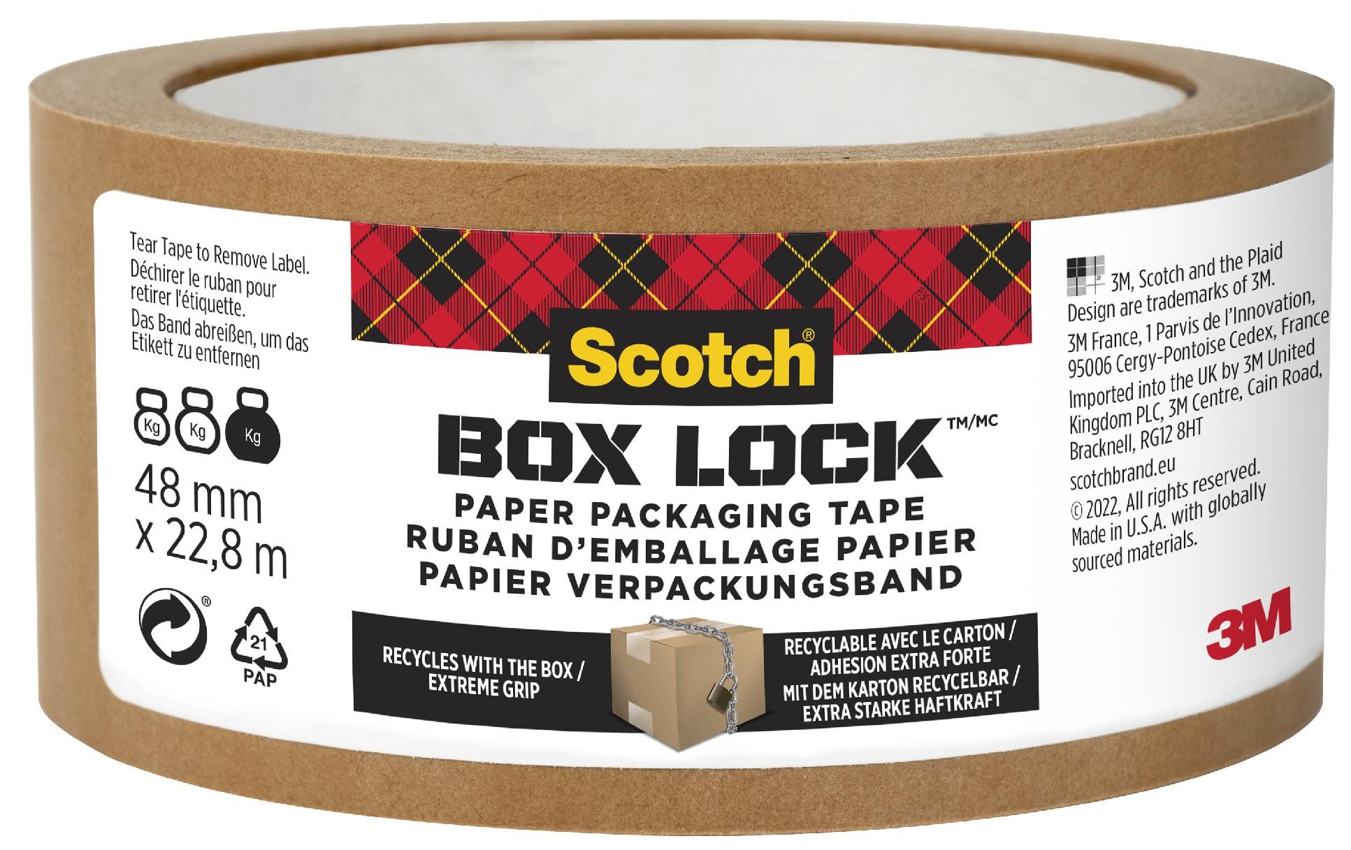 Scotch Papier-Verpackungsband Box Lock – 48 mm × 22,8 m, braun, eco:plus