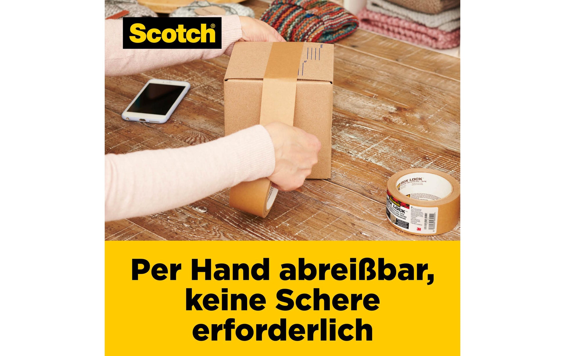 Scotch Papier-Verpackungsband Box Lock – 48 mm × 22,8 m, braun, eco:plus