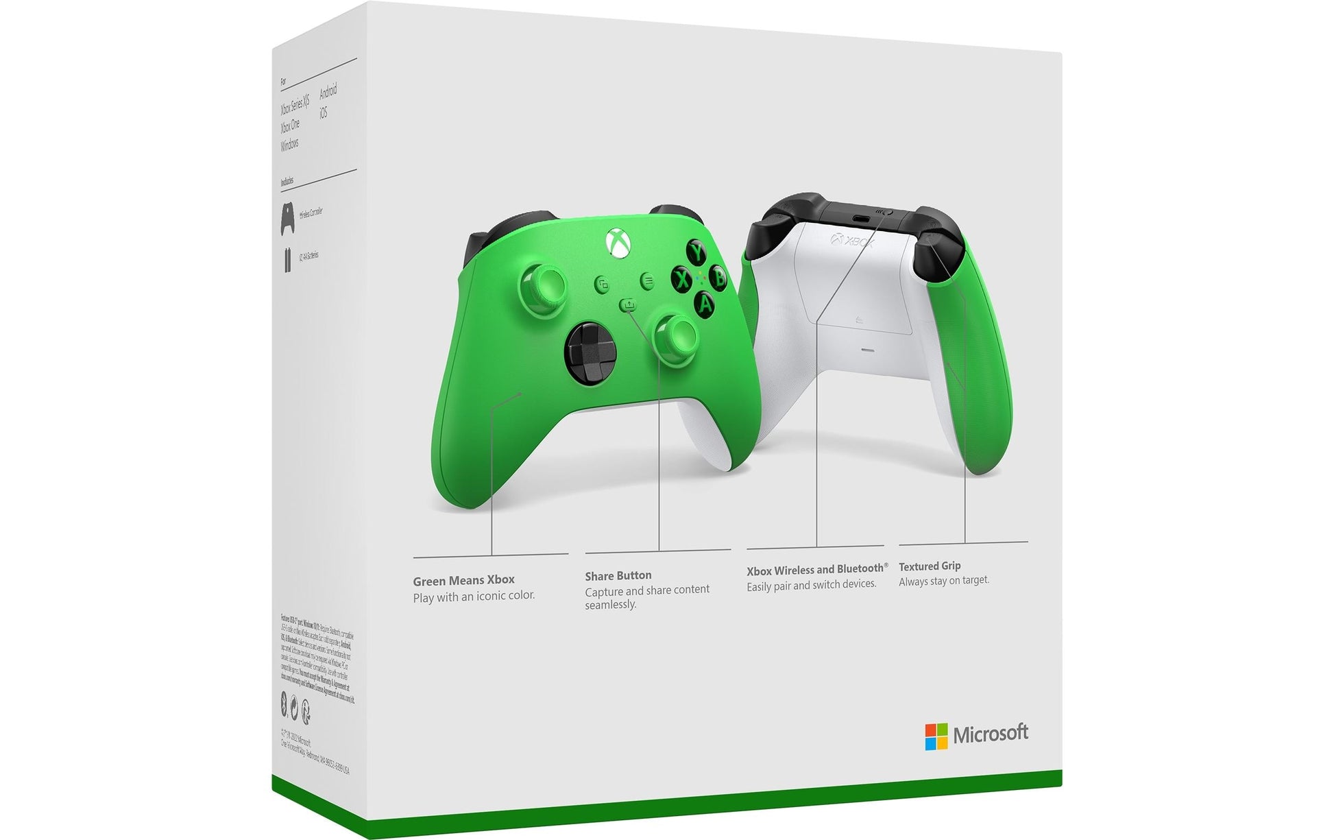 Microsoft Xbox Wireless – Gamepad – USB + Bluetooth, Vibration, Kopfhöreranschluss, für Xbox & PC, Grün
