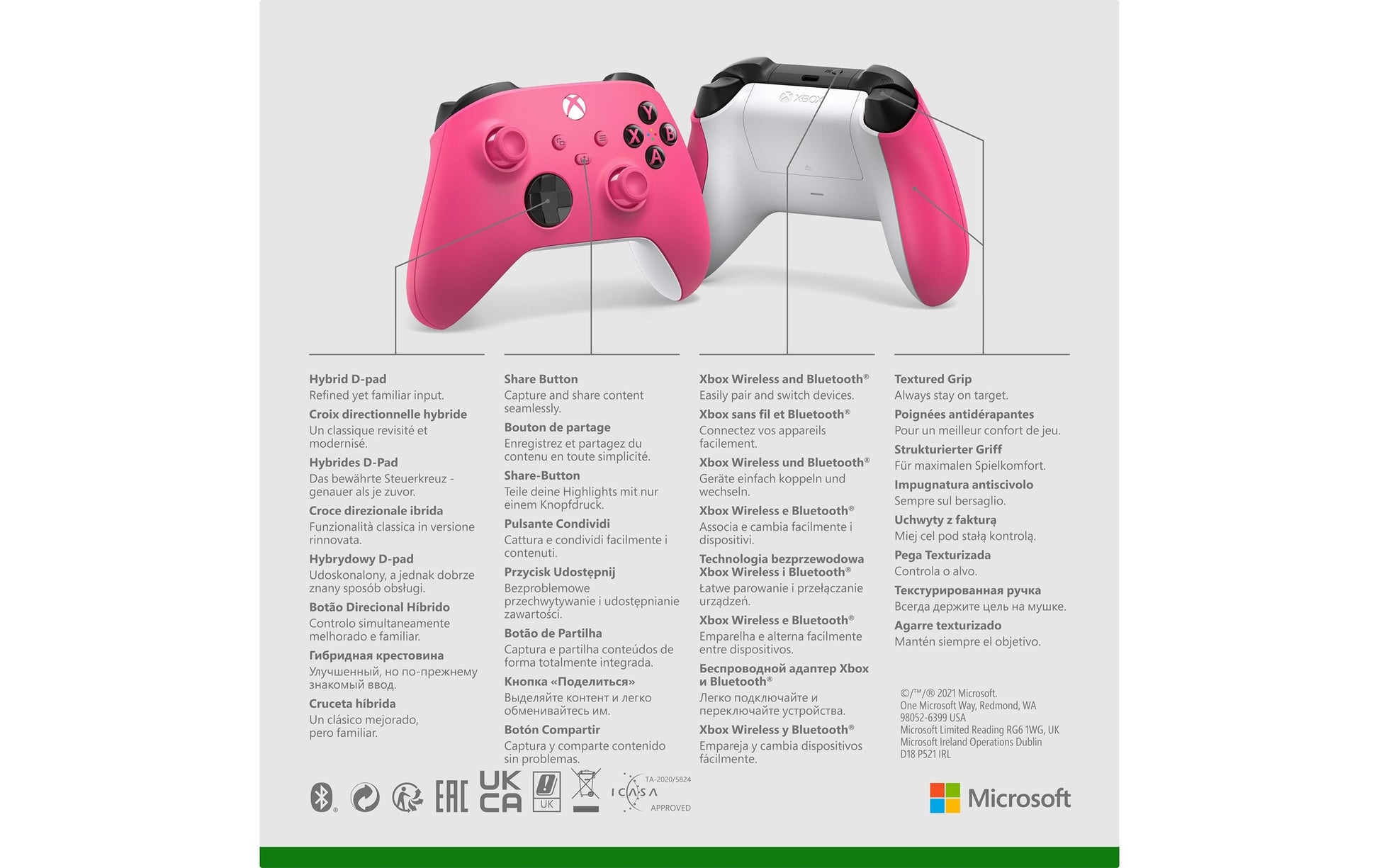 Microsoft Gamepad – Bluetooth, für Xbox Series X/S, Android & PC, Pink, Weiss