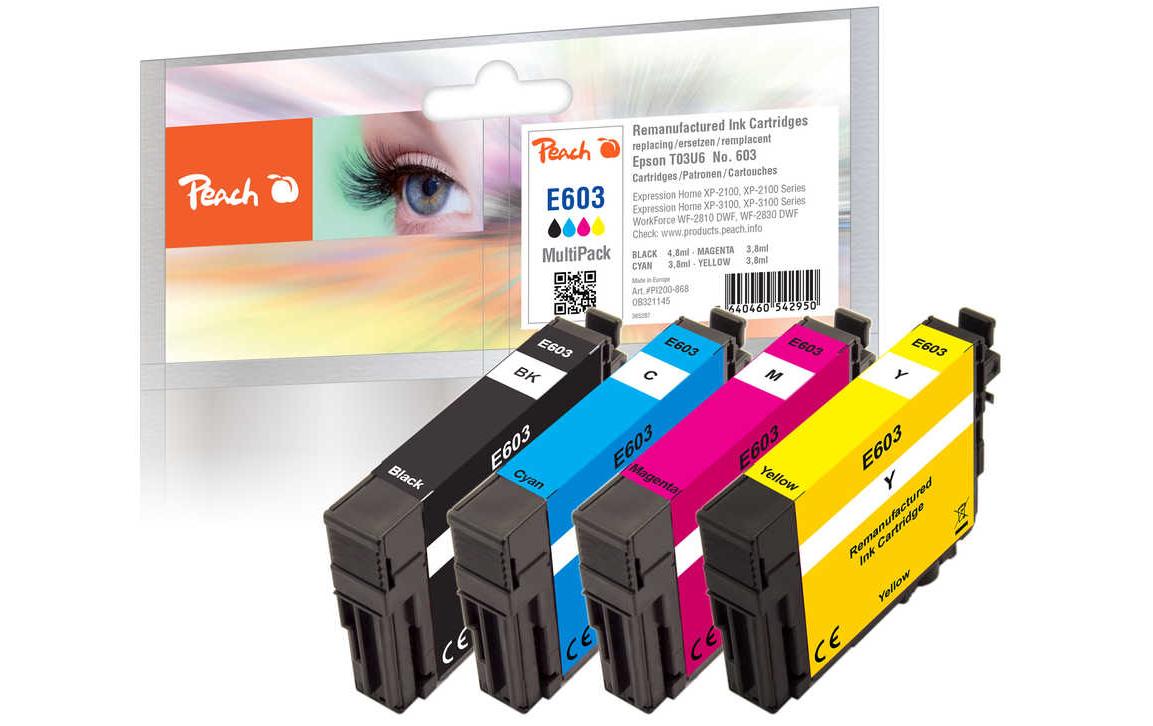 Peach Nr. 603 Tintenpatronen-Multipack, Schwarz/Cyan/Magenta/Gelb (Kompatibel) – für Epson XP-2100/XP-3100