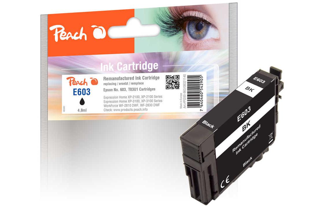 Peach 603 Schwarz Tintenpatrone (Kompatibel) – 160 Seiten – für Epson XP-2100/3100/4100, WF-2810/2830 …