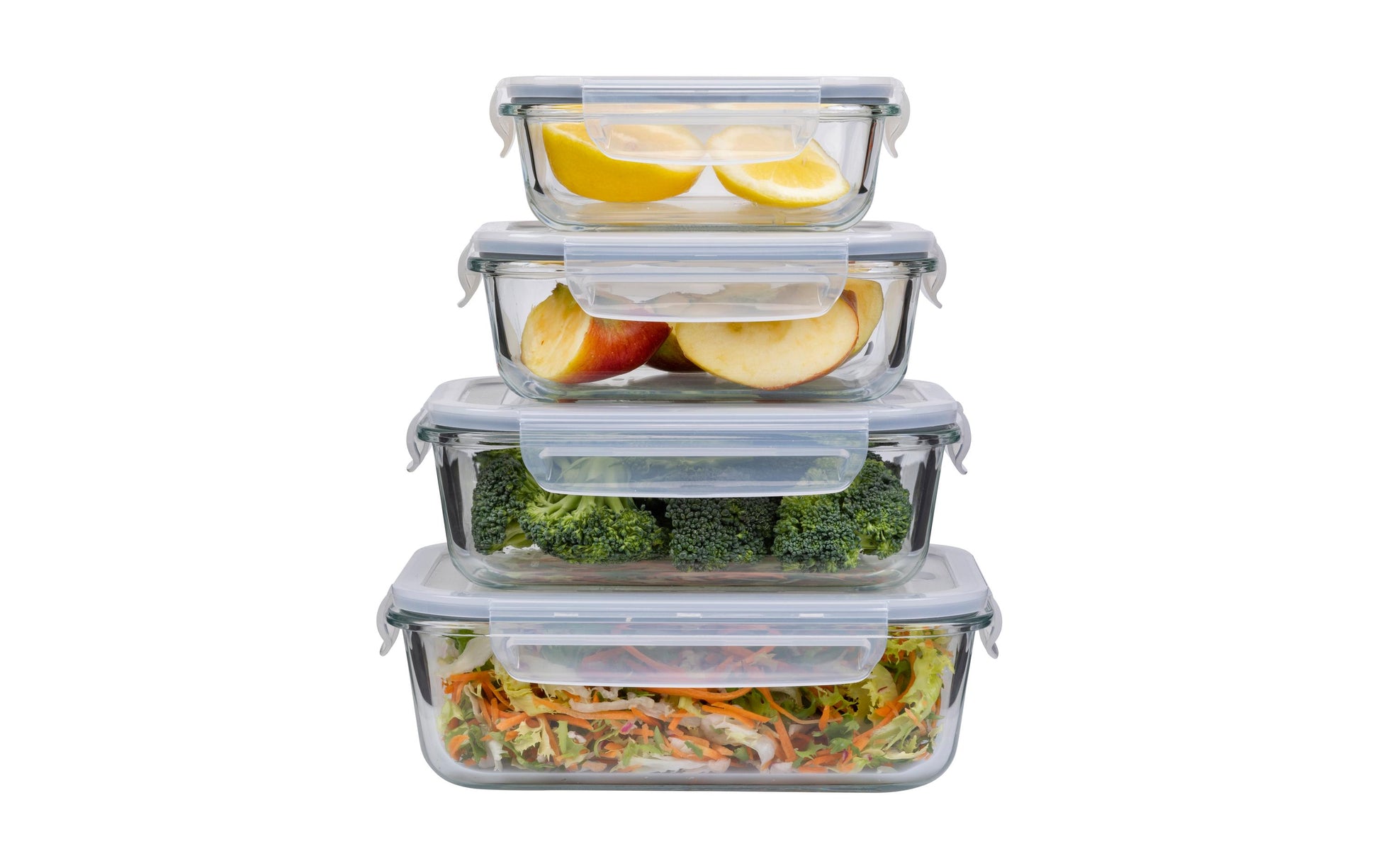 Furber. Furber – 4-teiliges Vorratsdosen-Set, 370 ml/630 ml/1,0 l/1,5 l, Glas/Silikon, transparent
