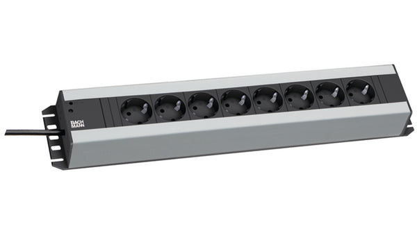 Bachmann Handwerkerleiste – Steckdosenleiste, 8× Schuko (Typ F), mit Schalter, 2 m