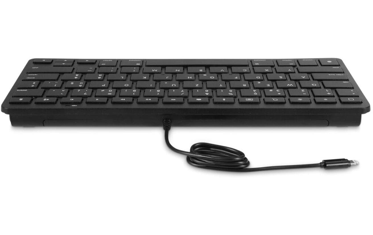 LMP Lightning KB – Tastatur, kabelgebunden (Lightning), CH-Layout (DE-CH), Scherenmechanik, Schwarz – für iPadOS & iOS