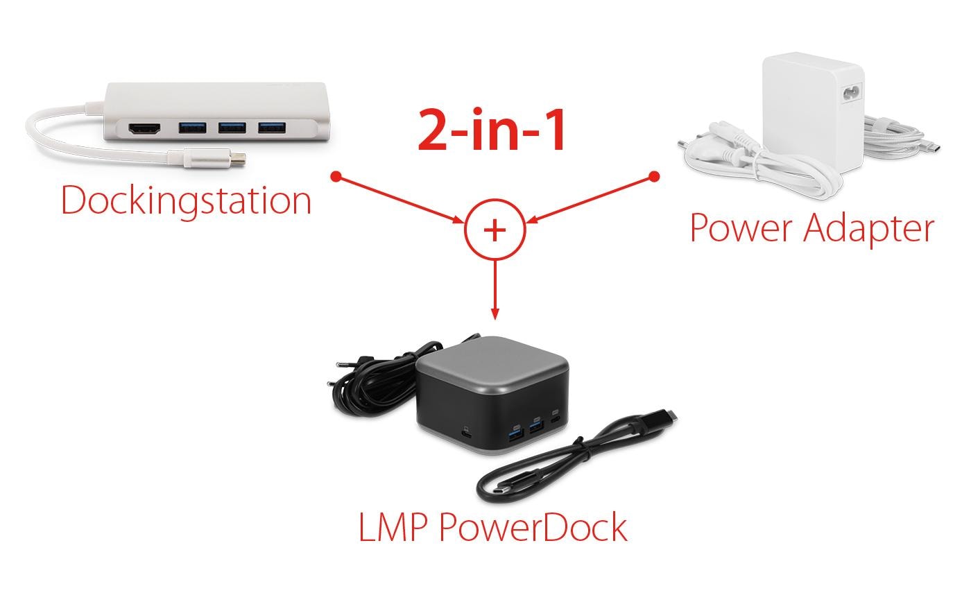 LMP 25189 Dockingstation – USB-C, 1× HDMI, 2× USB-A, 100 W PD, GbE, für Windows/Mac